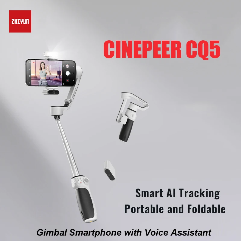 

ZHIYUN CINEPEER CQ5 AI 3-axis Smartphone Gimbal Stabilizer with Voice Assistant Portable Handheld Extended Selfie Stick