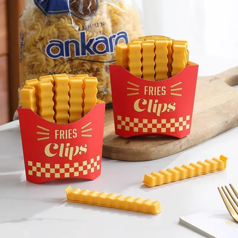 12PCS French Fry Style Sealing Clip With Magnetic Suction Refrigerator Sticker Sealing Clip