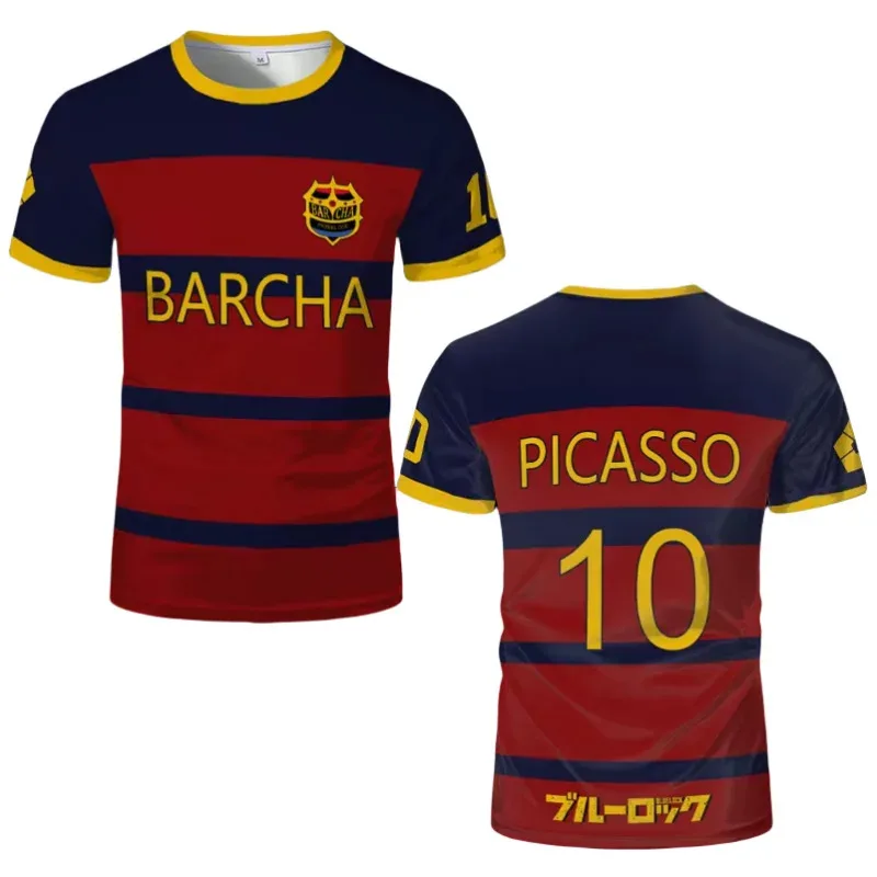 Anime Blue Lock #8 BACHIRA Cosplay Shirt FC Barcha Football Jersey SO RUIZ Cosplay Costumes PICASSO Soccer Uniform 3D Printing