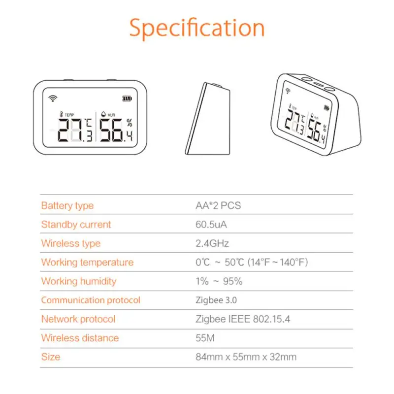Tuya HomeKit ZigBee Temperature And Humidity Sensor With LCD Screen Hygrometer Thermometers Works With Alexa Google Smart Home