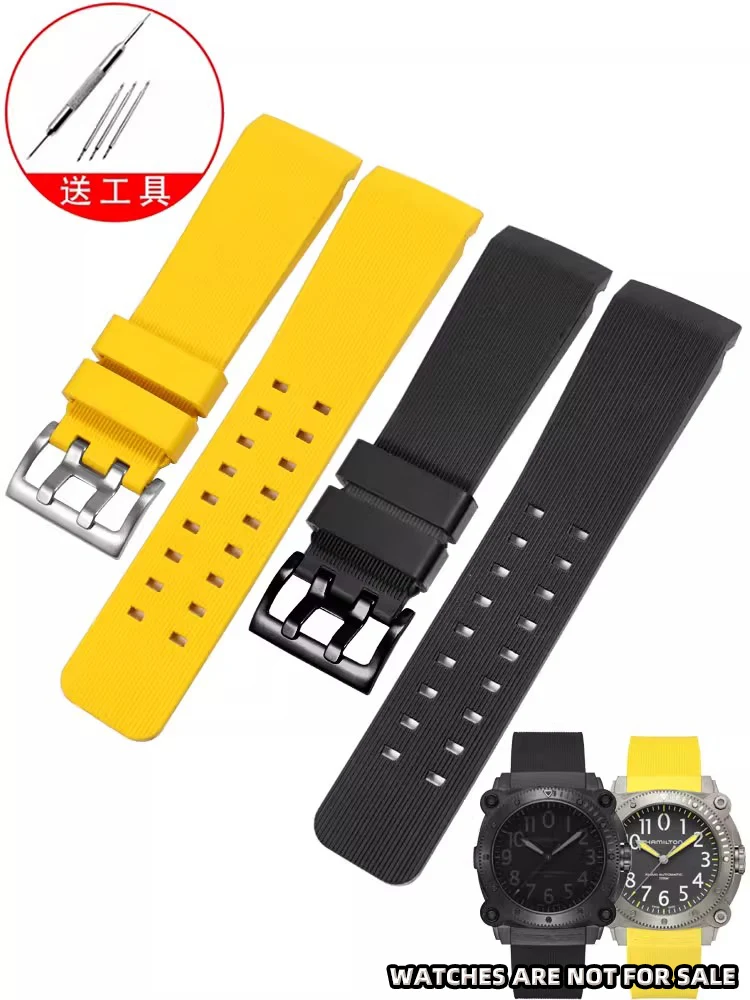 

For Hamilton Khaki Navy Series H78505330 H78535380 Waterproof and Sweatproof Soft Rubber Watch Strap for Men