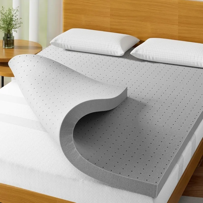 3 Inch Full Size Memory Foam Mattress Topper, Bamboo Charcoal Infused, Cooling Ventilation, Breathable Bed Topper