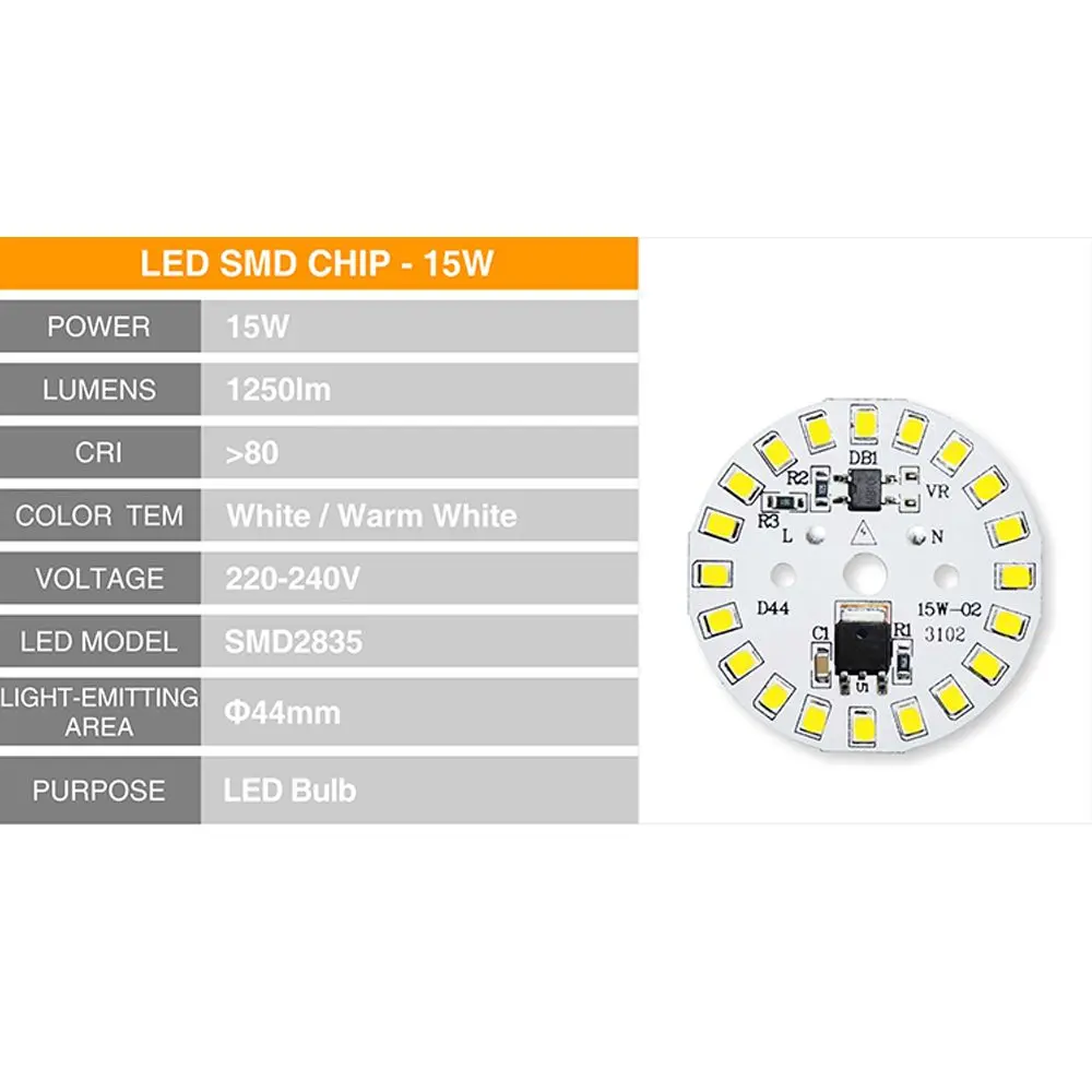 DIY 220 فولت الأضواء الباردة الأبيض الكاشف ضوء رقاقة IC LED الفول LED لمبة مصباح SMD2835