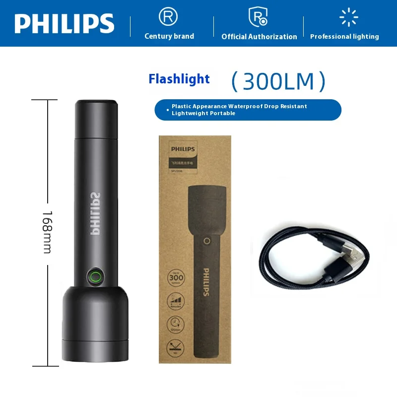 Philips Sfl1236 High Power Led Flashlight with 4 Lighting Modes Portable Rechargeable Led Lamp for Outdoor Camping Lights