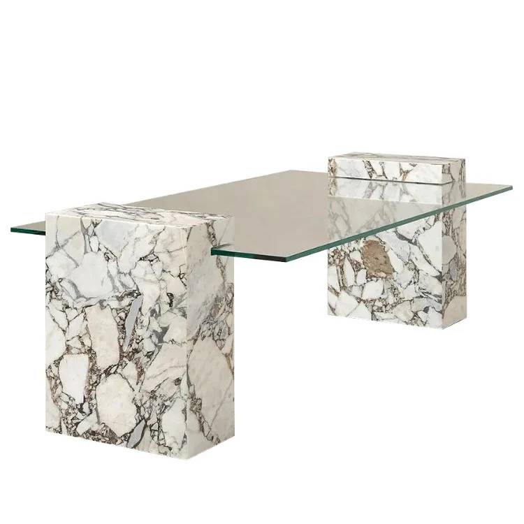 

Minimalist Natural Elephant White Marble Tea Table Minimalist Living Room Glass Creative Tea Table