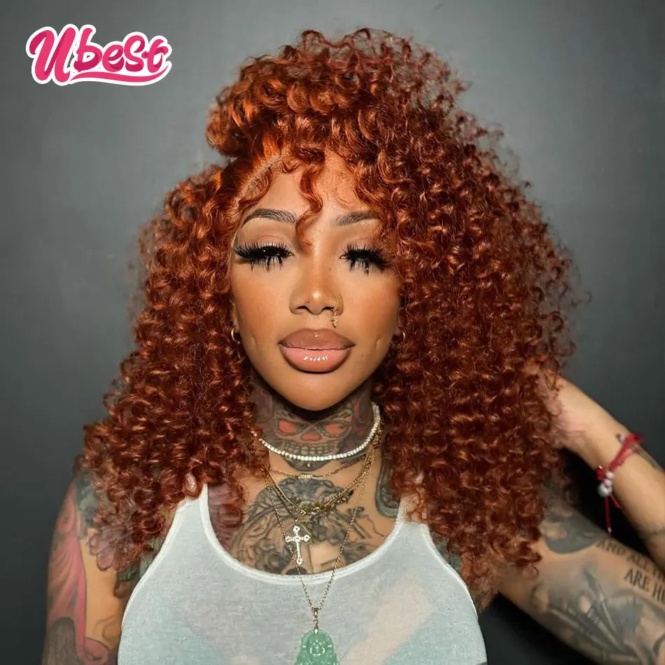 Ginger Brown Human Hair Water Wave Curly 13x4 13x6 Lace Front Wigs PrePlucked Brazilian  5X5 Lace Closure Wigs for Black Women