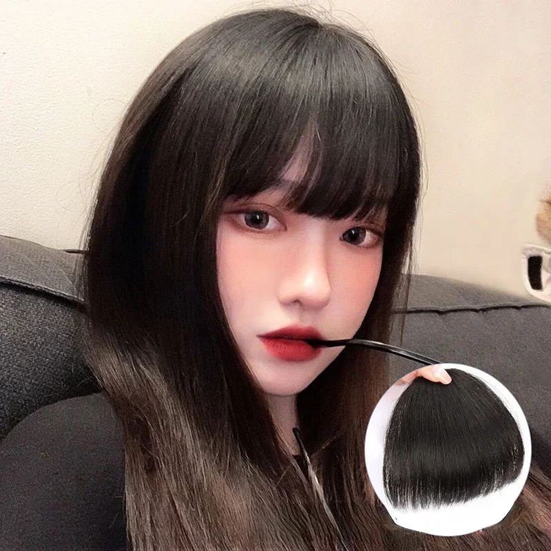 New Korean Fake Air Bangs Hair Clip-In Extension Synthetic Fake Fringe Natural False Hairpiece for Women Girls Hair Clip in Bang