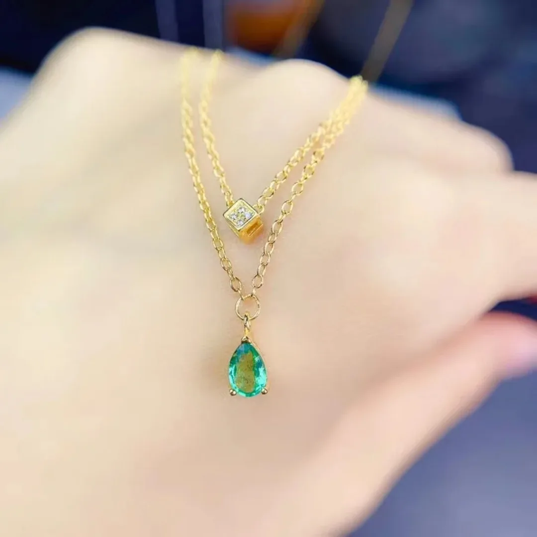 

Best Gift Real Natural Emerald Pendant Natural and Real Emerald Necklace 925 Sterling Silver Fine Jewelry Emerald Pendant