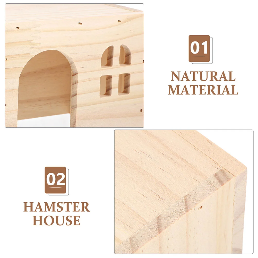 Hamster Hideout House Wood Wooden for Small Animal Home Rat Pet Rabbit Guinea Pig Hides Toys