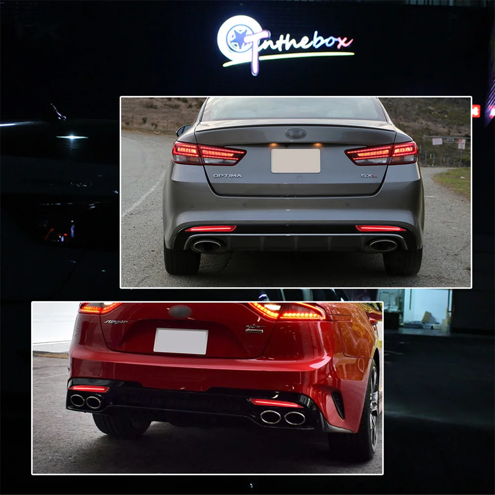 For KIA Optima K5 2016 2017 2018 Red LED Car Rear Bumper Reflectors Tail/Brake Lights Rear Fog Lights w/ Sequential Turn Signal