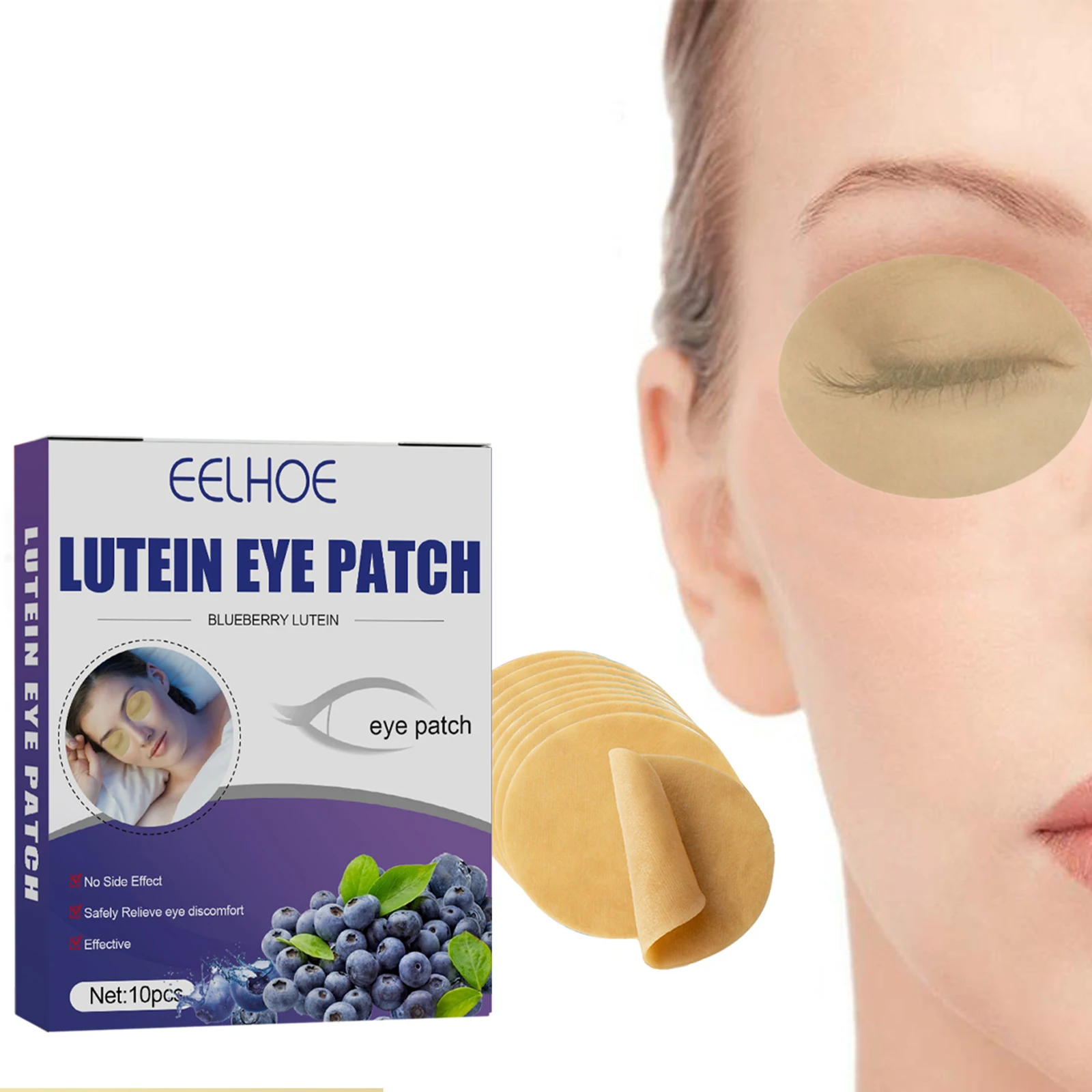 Hot 10pcs Blueberry Lutein Eye Patch Myopia Relieve Eye Fatigue Removal Myopia Eye Mask Non-woven Cold Compress Moisturizer