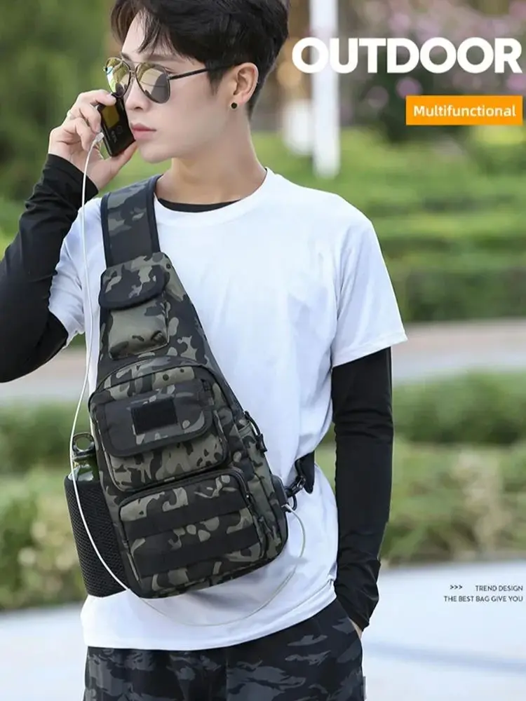 حقيبة صدر للصيد متعددة الوظائف للرجال، حقيبة تخزين كروس للرياضات الخارجية للتخييم والتسلق والمشي لمسافات طويلة