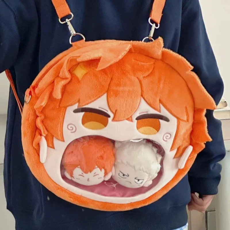New Anime Haikyuu!! Hinata Shoyo Itabag Large-Capacity Kawaii Big Face Backpack Cosplay Ita Bag For Anime Convention ,Concert
