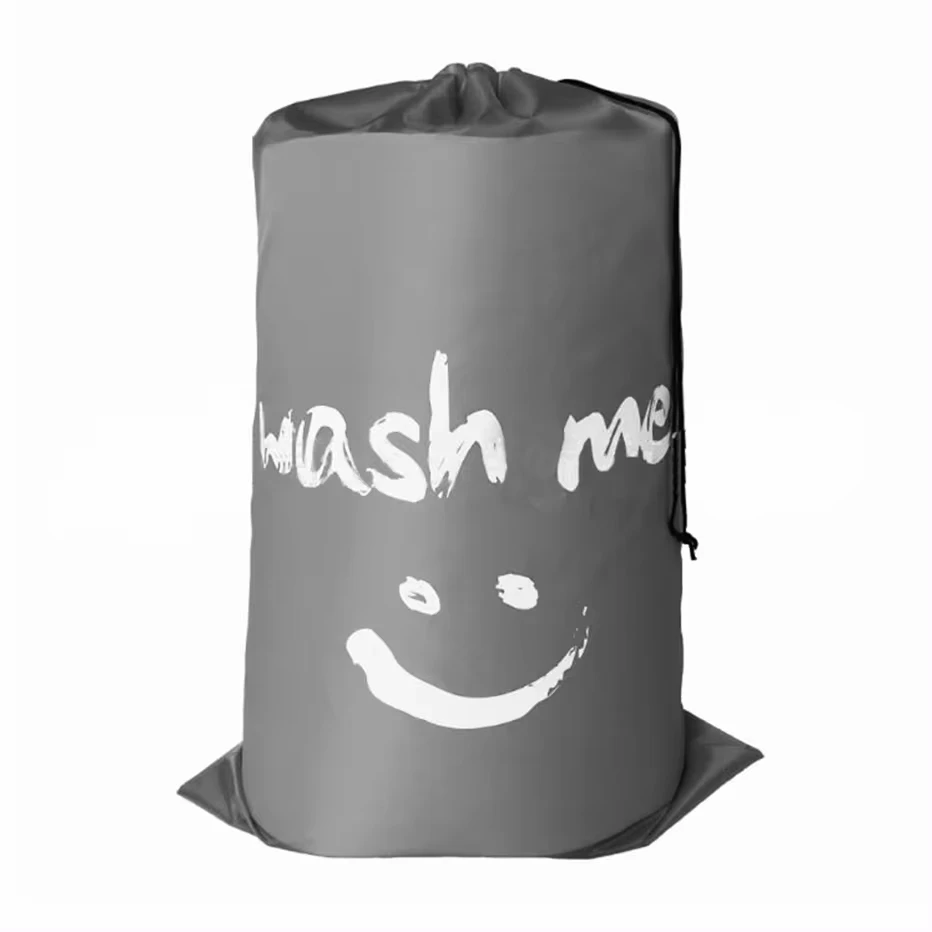 Smile Shape Nylon Laundry Bag Wash Me Travel Storage Pouch Machine Washable Dirty Clothes Organizer Wash Drawstring Bag - view 4
