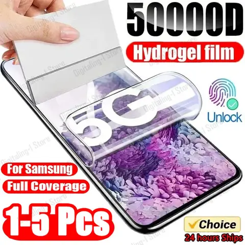 1-5Pcs 하이드로 겔 필름 삼성 갤럭시 S23 S20 S21 S22 Plus Ultra Note 20 9 10 Plus A52S A30 A53 A51 A50 A21S 화면 보호기