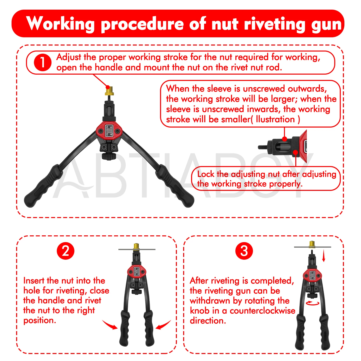 300/220/90pcs M3 M4 M5 M6 M8 M10 M12 Zinc Plated Carbon Steel Flat Head Rivet Nuts OR BT606 Manual Riveter Gun Nut Gun