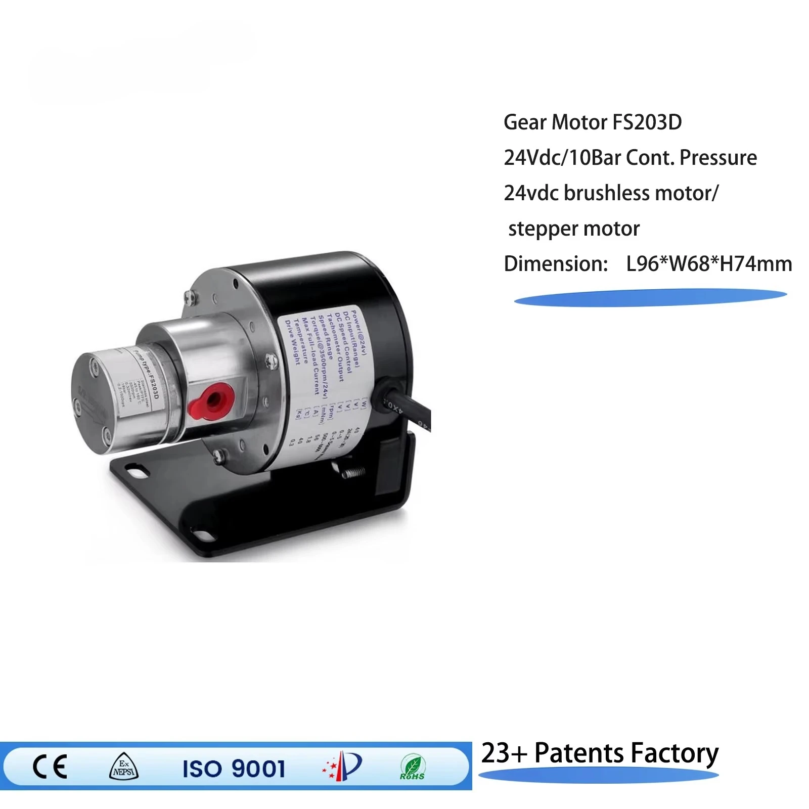 Fluidsmart FSG203D Stainless Magnetic Drive Micro Gear Pump Oil Free Small Low Pressure Vacuum Brushless Water Pump