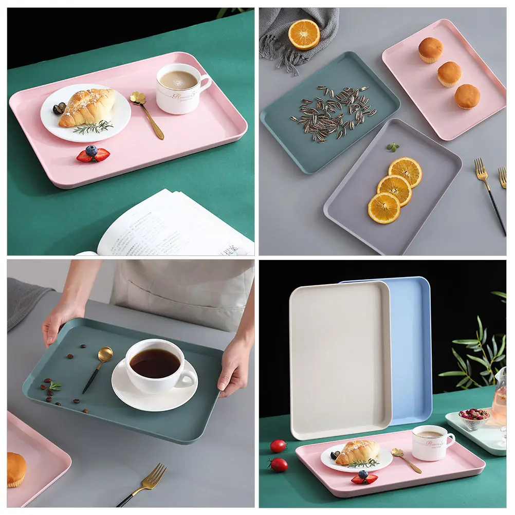 

3 Pcs Square Plastic Fruit Plates Platters Trays Healthy Environmentally Friendly Thick Reusable Storage Desserts Sweets