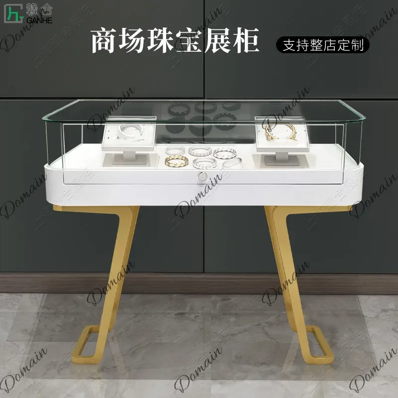 81 N Multifunctional jewelry table Metal jade display Glass counter Simple shopping mall Watch cabinet Modern light luxury