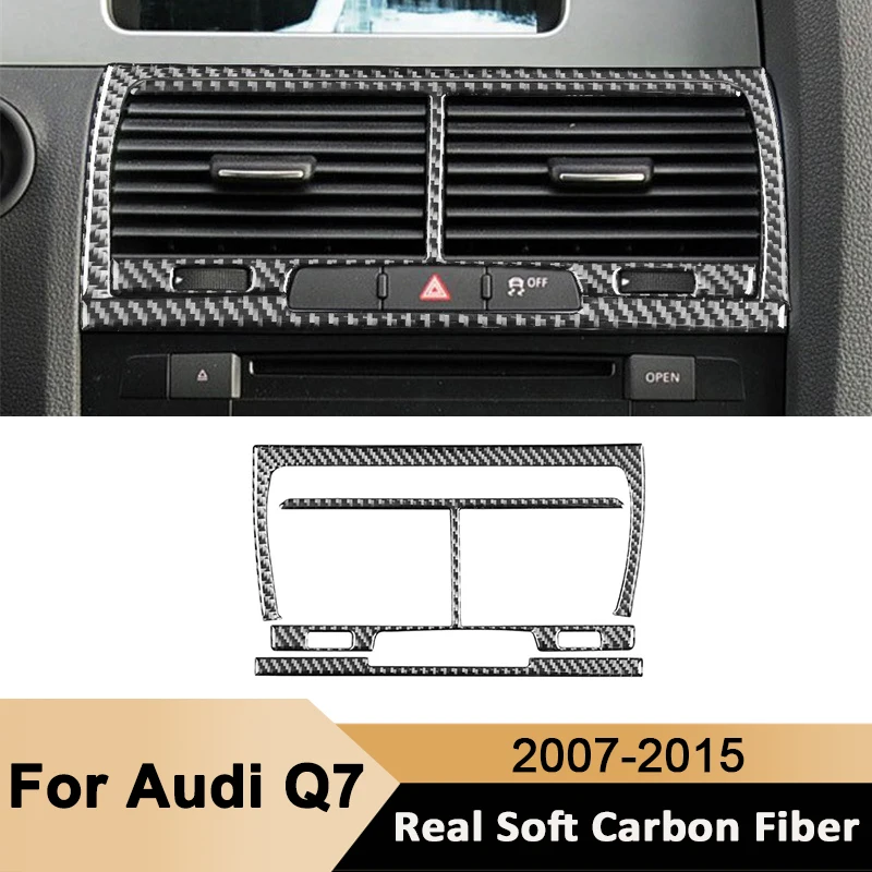 

For Audi Q7 2007- 2015 Carbon Fiber Car Center Control Air Outlet Vent Trim Frame Decorative Sticker Auto Interior Accessories