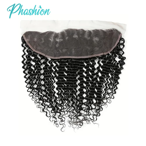 Imagen 2 del producto Phashion Deep Wave 13x4 encaje Frontal de oreja a oreja y cierre suizo transparente 4 × 4 cabello humano Remy prearrancado para mujeres negras