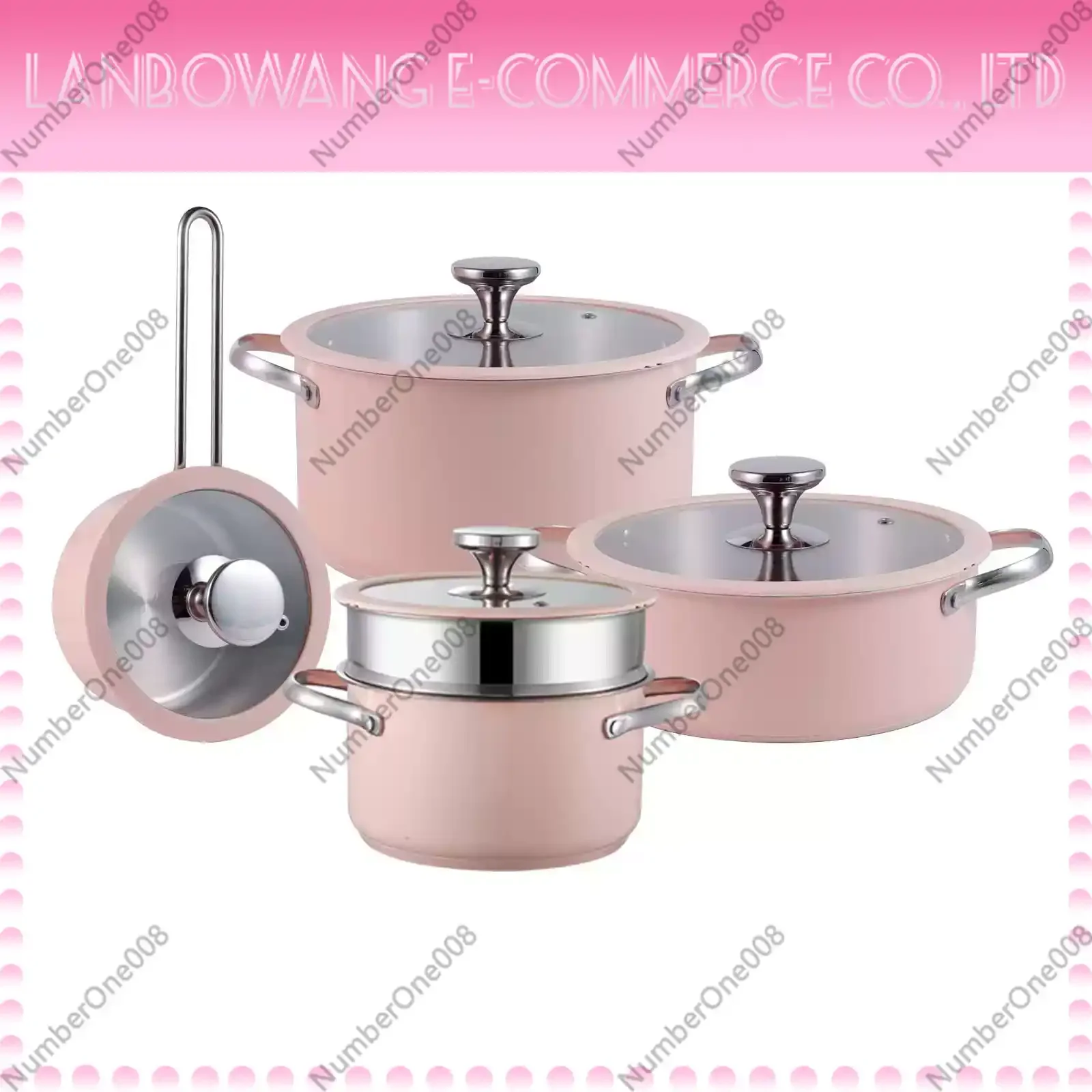 Stainless Steel Pot Set Thickened and Double-bottomed Household Milk Soup Pot Steamer Non-stick Pan Four-piece Set of Cookware