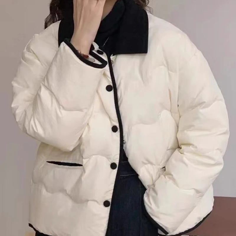 Light Thin Cotton Jacket Women Short Splicing Small Fragrant Coat New Winter Jacket Short Ladies Warm Coat Female Outerwear