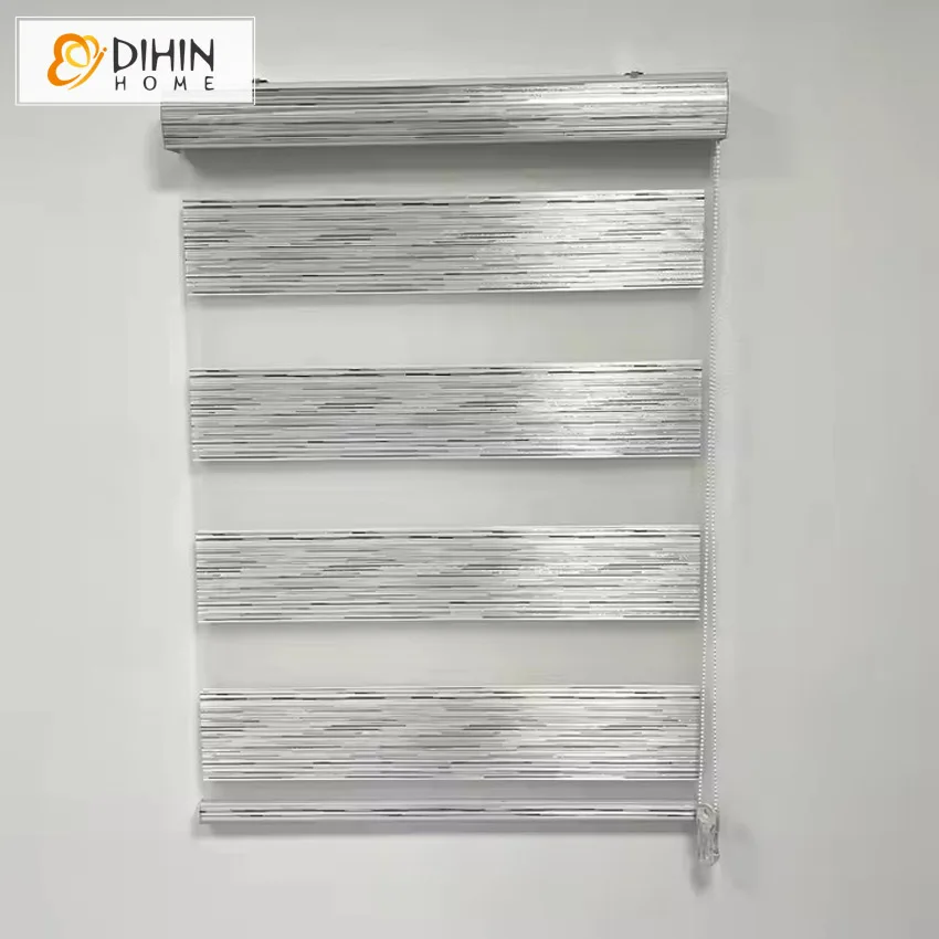 

DIHIN HOME Smart Home Alexa Roller Blackout Double Layers Day and Night Motorized Zebra Blinds Easy Install Cut To Sizes