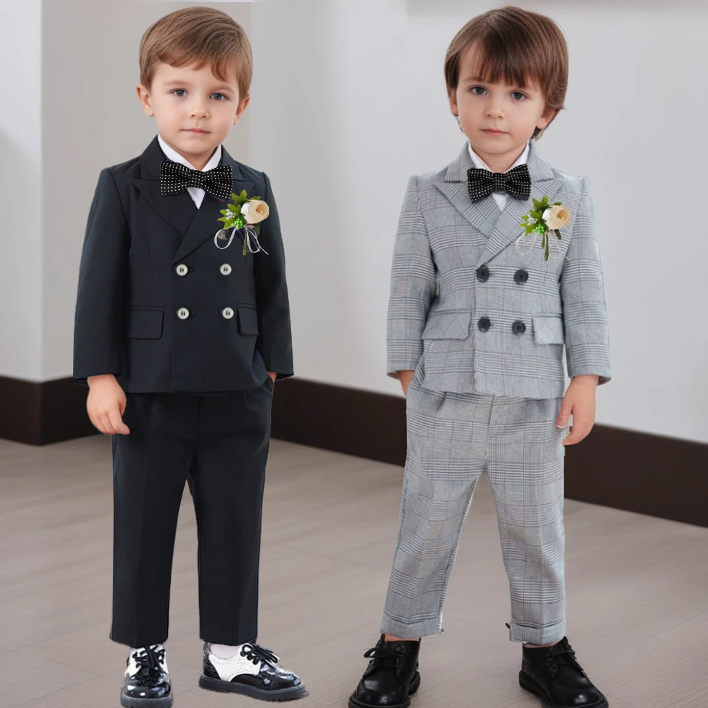 Spring Boys Suit Set Stylish Flower Child Wedding Outfit Perfect for Piano Performances Formal Occasions Blazer Kids Clothes Set