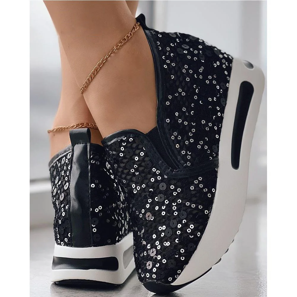 Hidden Wedge Sneakers Women NEW Gold Silver Black Women Casual Shoes Summer Sneakers on Platform Shoes Zapatillas Mujer