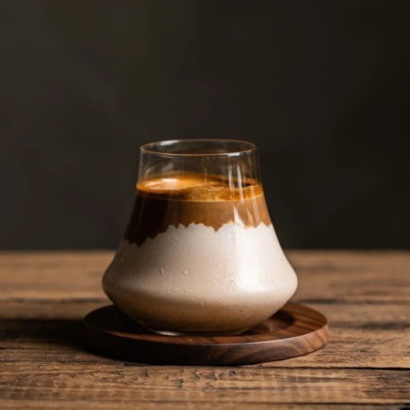 Mount Fuji Shape Glass Coffee Cup Ins Style Transparent Volcano Mug Aesthetic Glassware for Latte Flat White Home Bar Use