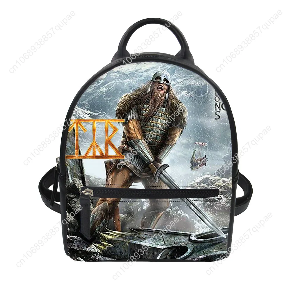 

TYR Band Folk Metal Band Custom Backpack Purse Women Carter Schoolbags Double Shoulder Bag Mini Daypack Leather Travel Bag