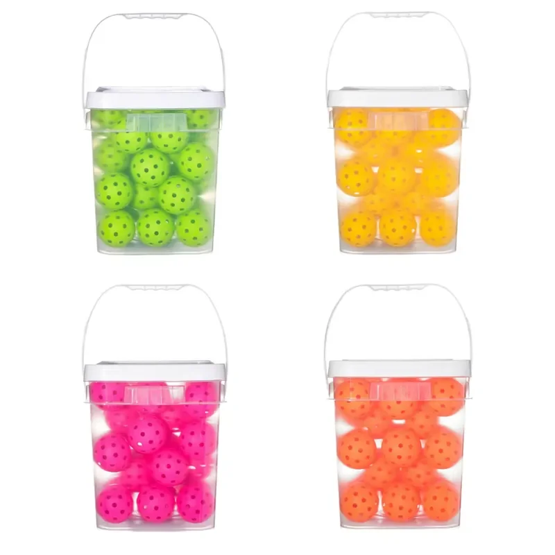 2026 Portable 50PCS Storage Bucket Pickleball Tournament Ball 74mm 40-Hole Indoor Outdoor LLDPE Durable USAPA 26g OEM