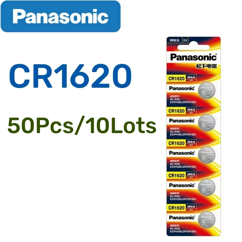 50pcs Panasonic CR1620 Lithium Battery LM1620 BR1620 ECR1620 CR 1620 5009LC Coin Cells Watch Toys Batteries