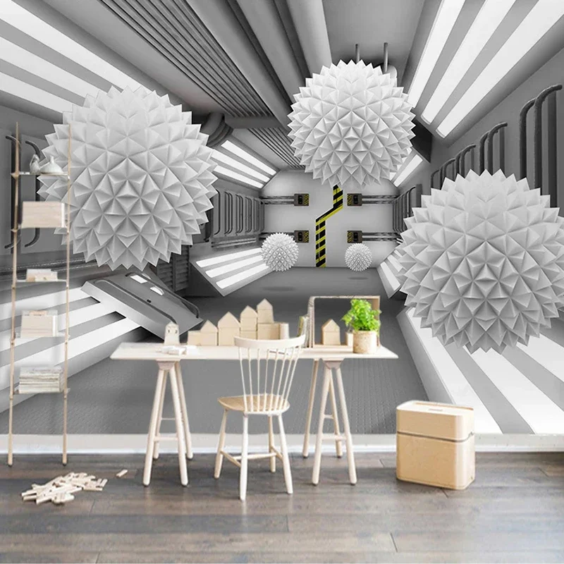 

Custom Mural 3D Stereoscopic Circle Ball Abstract Architectural Space Modern Style Living Room TV Background Photo Wall Paper