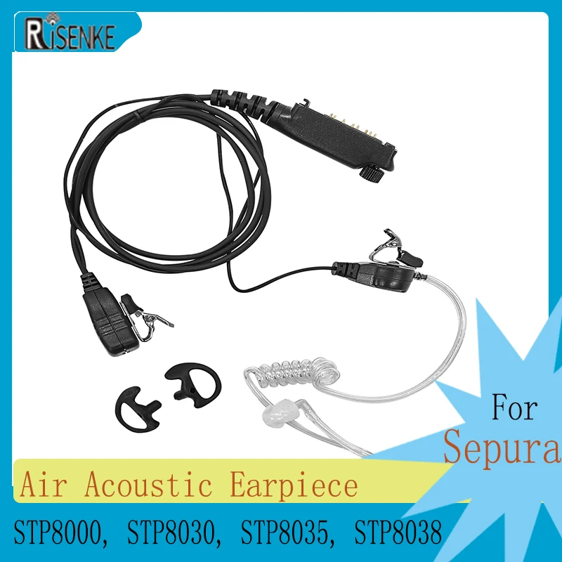 RISENKE-Air Acoustic Earpiece Headset, Walkie Talkie Accessories, 2 Way Radio for Sepura STP8000, STP8030, STP8035, STP8038