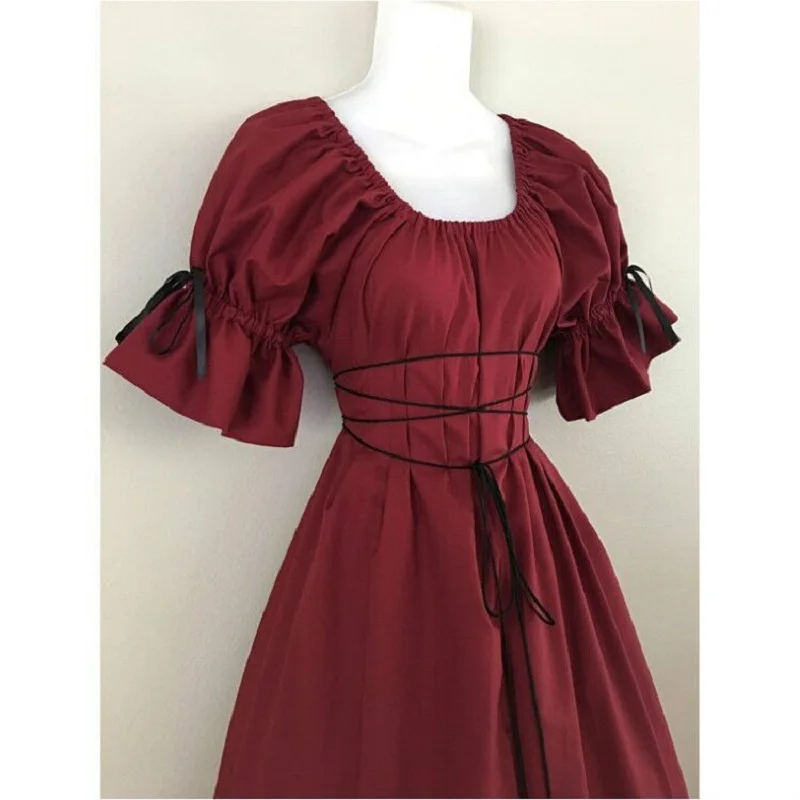 Vintage Style Women Medieval Dress Gothic Dress Floor Length Women Cosplay Dress Retro Long Gown Dress 3 Colors Available