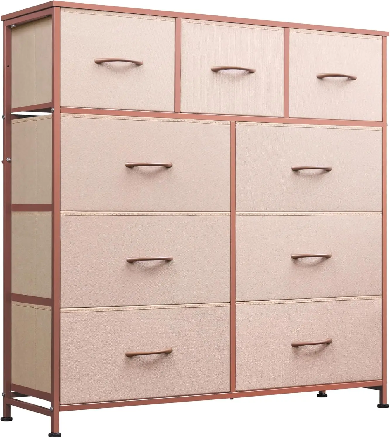 

9-Drawer Dresser Fabric Storage Tower for Bedroom Hallway Entryway Closet Tall Chest Organizer Unit with Fabric Bins Steel Frame