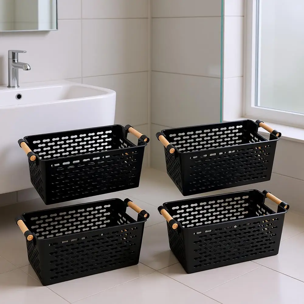 

Пластиковая корзина-органайзер для хранения с ручками, 6 x 12 x 5 дюймов