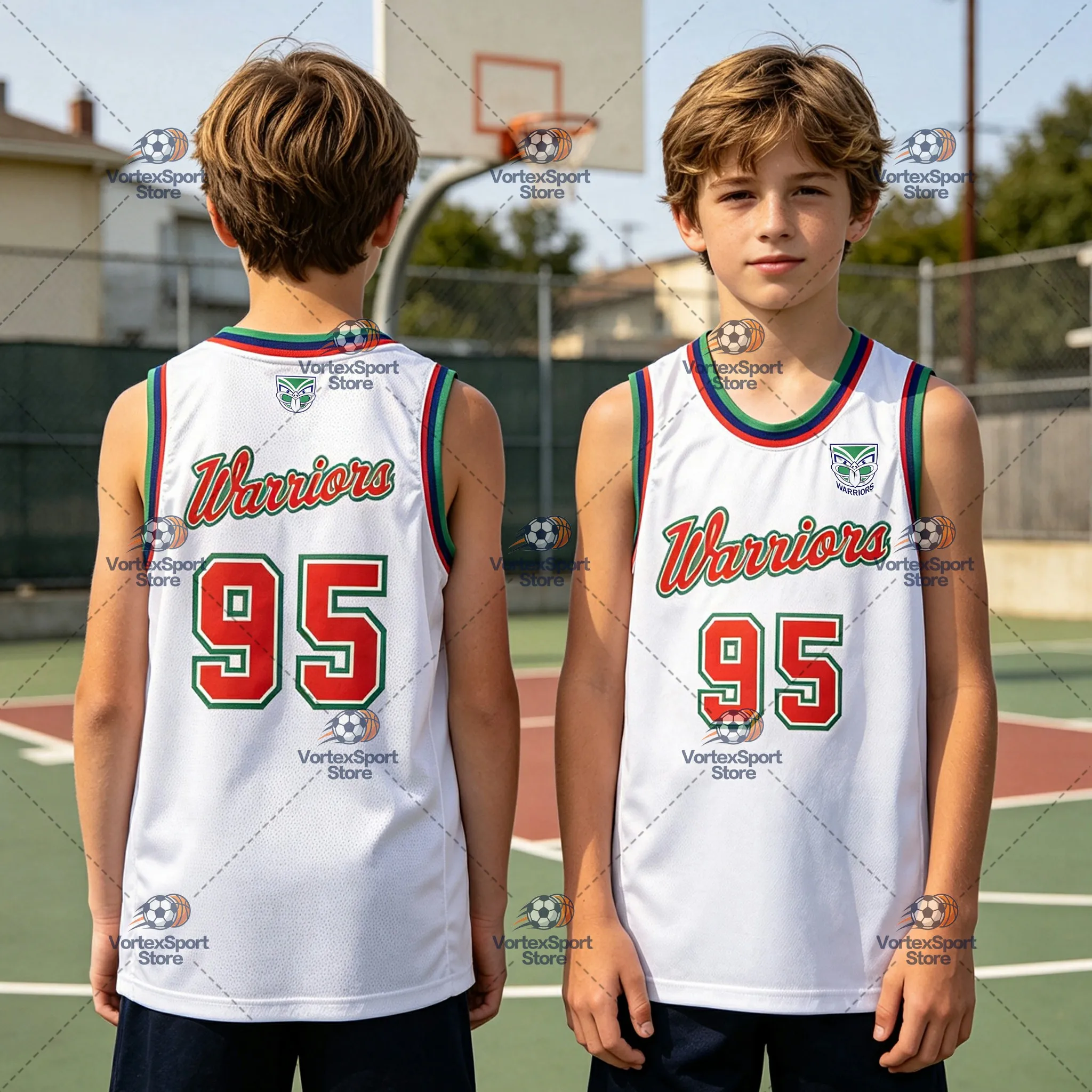 Kinder NO.95 New Zealand Warriors Rugby Schnelltrocknende Weste Herren Ärmellose O-Ausschnitt NRL Sport-Trainingsweste – Detail 3