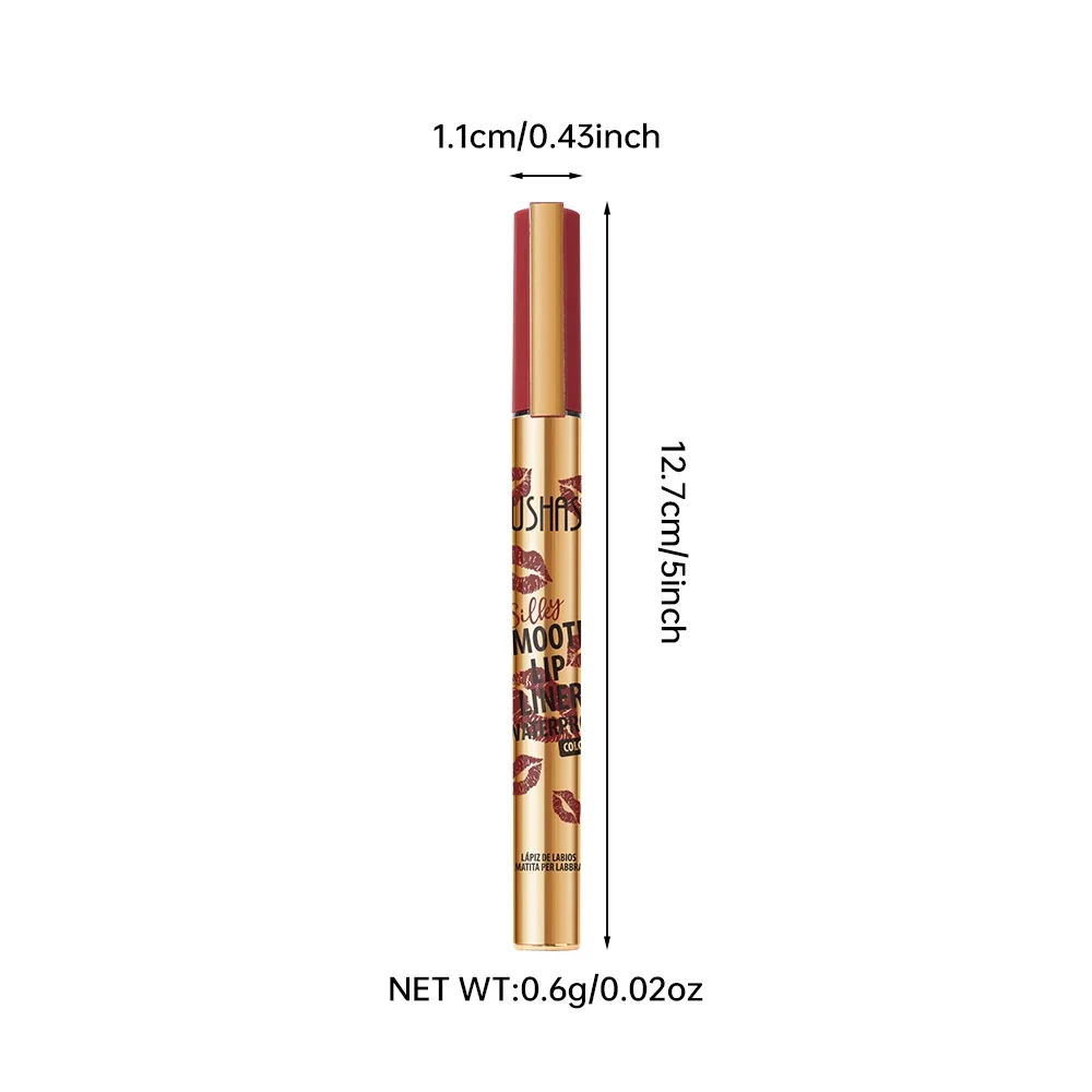 USHAS 12 สี Matte Long-Lasting Lip Liner กันน้ํากันน้ําง่ายต่อการสี Long-Lasting Non-Stick CUP ลิปสติกดินสอ