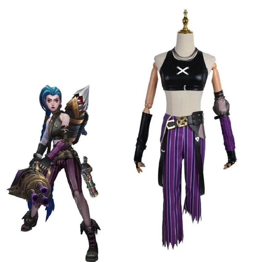 Game Arcanist Costume Cosplay Purple Sexy Pants Jinx Female Party Dress Full Set Adult Custom Charm LOL