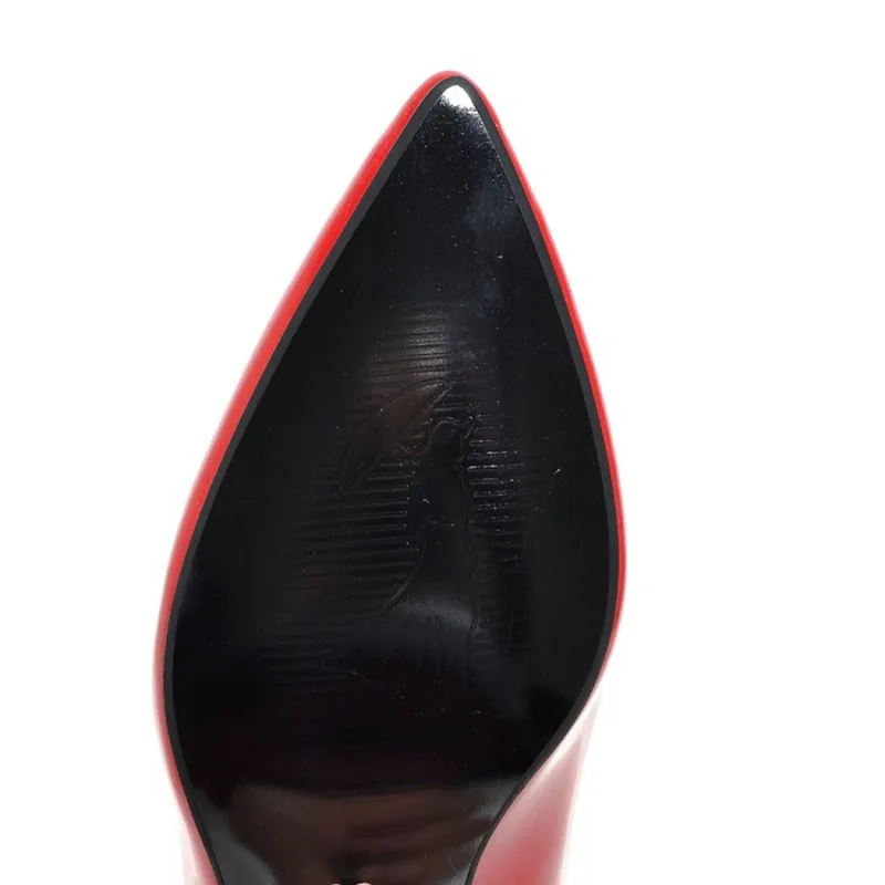 Femme Shiny Leather Pumps With Sewing 6cm Med Kitten Heels Shoes Null Stilettos Pointy Toe Slip-Ons Purple Green Red 28cm 32-48