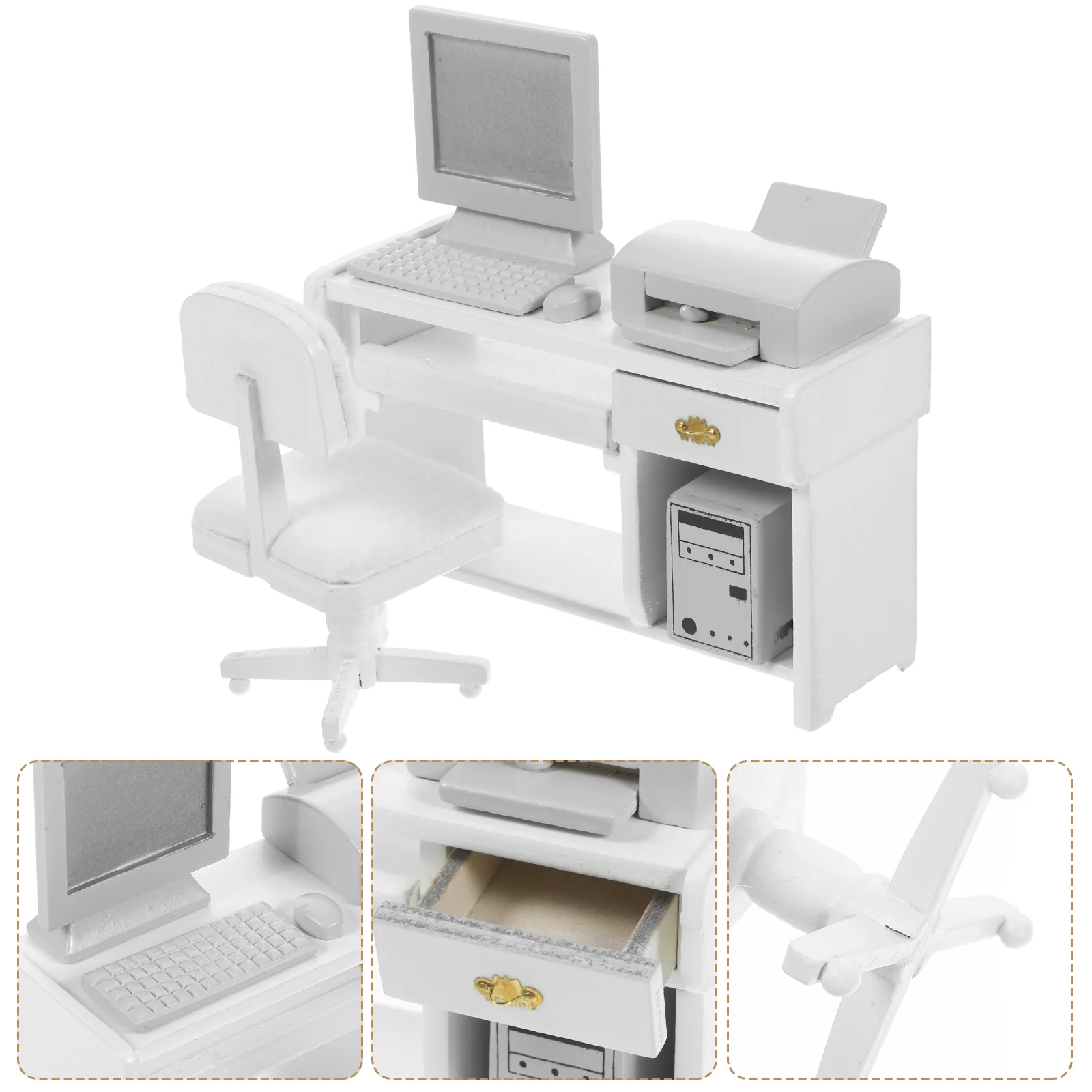 

Office Scene Props Toy House Miniature Things White Miniatures Accessories Computer