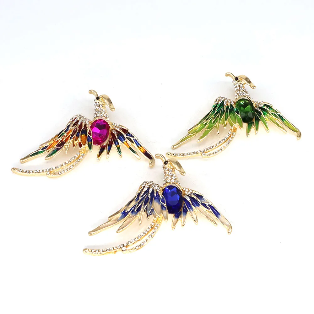 Fashion Exquisite Crystal Phoenix Bird Corsage Brooch For Women Rhinestone Elegant Banquet Party Office Pin Buckle Jewelry Gifts