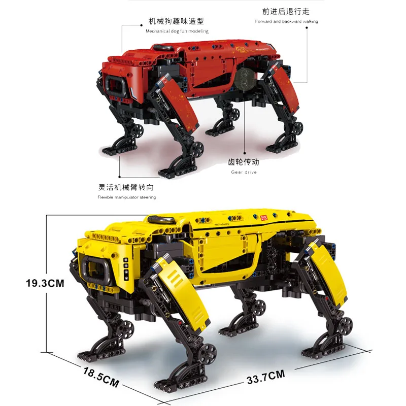 DIY mechaniczny program mocy Robot klocki do budowy zdalny RC elektryczny wielofunkcyjny mechaniczny pies cegła zabawka dla dzieci prezent