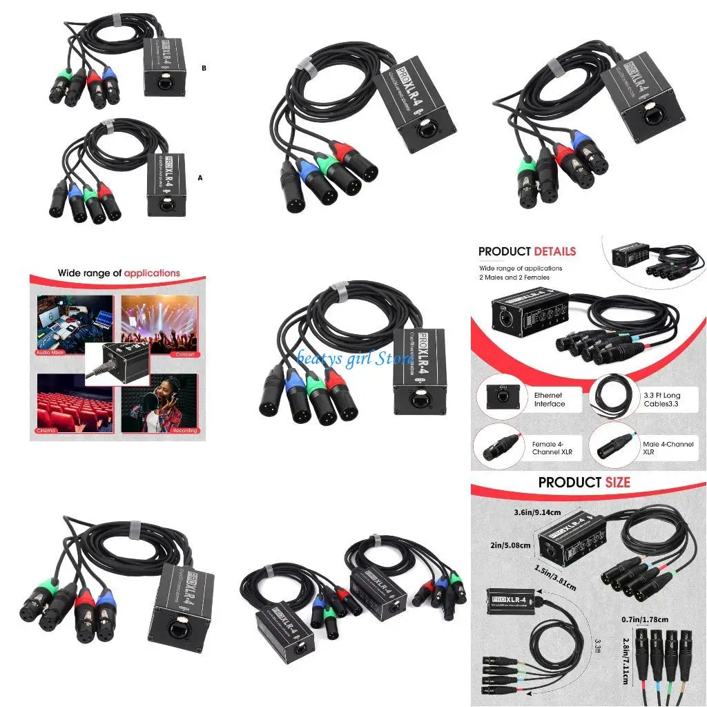 

C7AB 4 Channel 3 Pin Sound Cable Rj45 Multi Networking Receiver Cable Box Extender