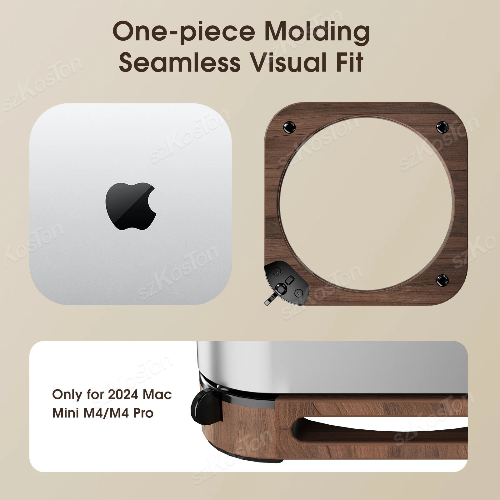 Suporte de mesa de nogueira preta para 2024 mac mini m4 computador desktop titular para mac mini m4 pro dissipação de calor e base à prova de poeira