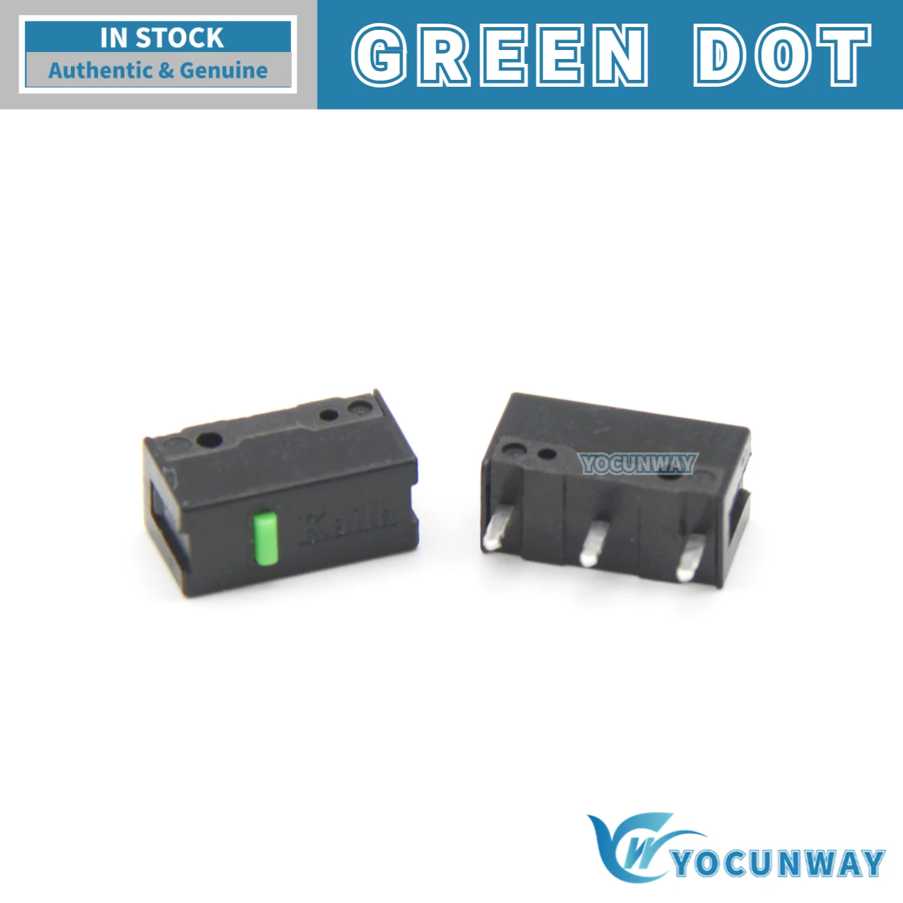 5Pcs Kailh Micro Switch 60 million Lifespan Click Gaming Mouse Button Repair Wholesale 3Pin Green Dot