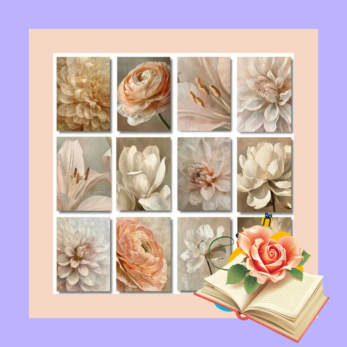 Magnolia Whisper – Vintage Peony Tulips Fresh Plant Frameless Canvas for Minimalist Home Wall Art Decor 2026